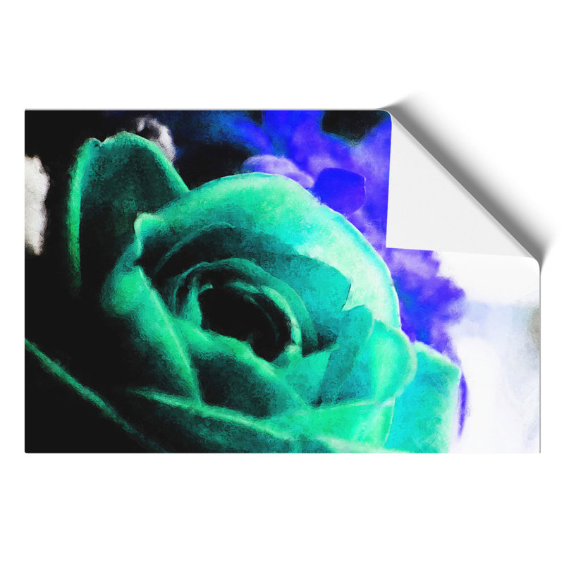 Teal Rose Flower - No Frame Print, 42cm H x 59cm W x 0.1cm D
