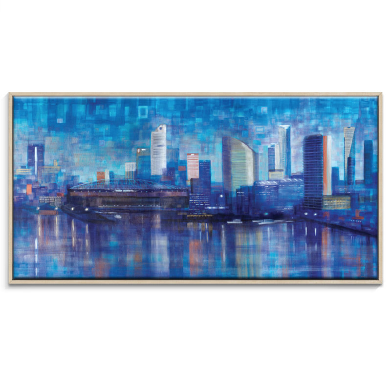 Dock by Jennifer Webb - Painting on Canvas, Timber, 41cm H x 41cm W