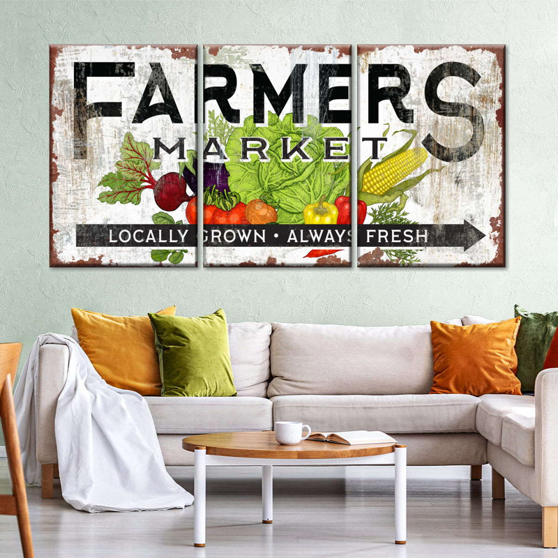Impression sur toile de plusieurs fermiers locaux, H 12 po x l 26 po x P 1 po