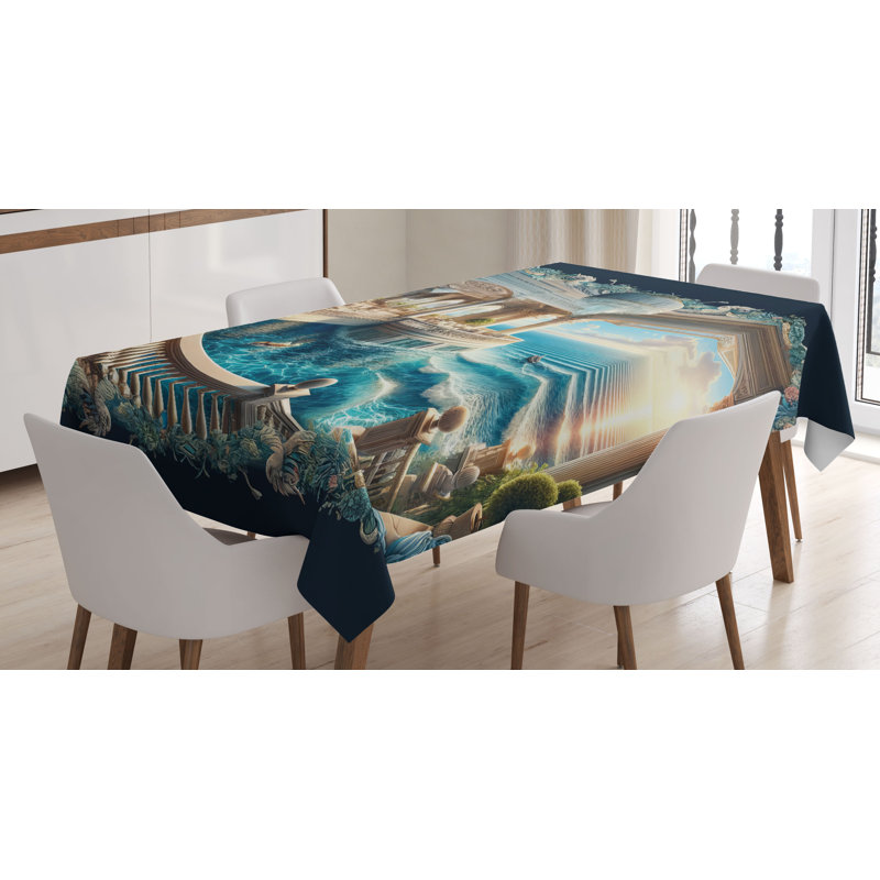 Anthonella Rectangle No Pattern Microfiber Tablecloth, 70" Rectangle