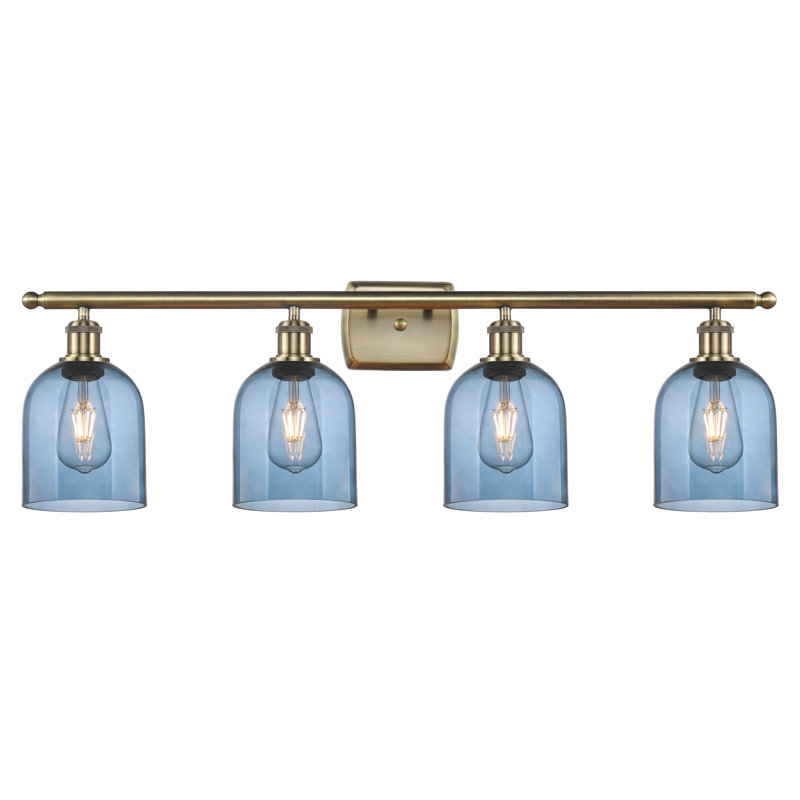 Anacaren 4 - Light Dimmable Vanity Light, Princess Blue, Antique Brass