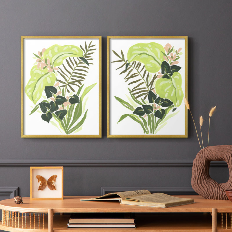 «Lime Leaf Medley I», reproduction encadrée de qualité supérieure - prête à être accrochée - aucun clou requis - aucun clou requis
