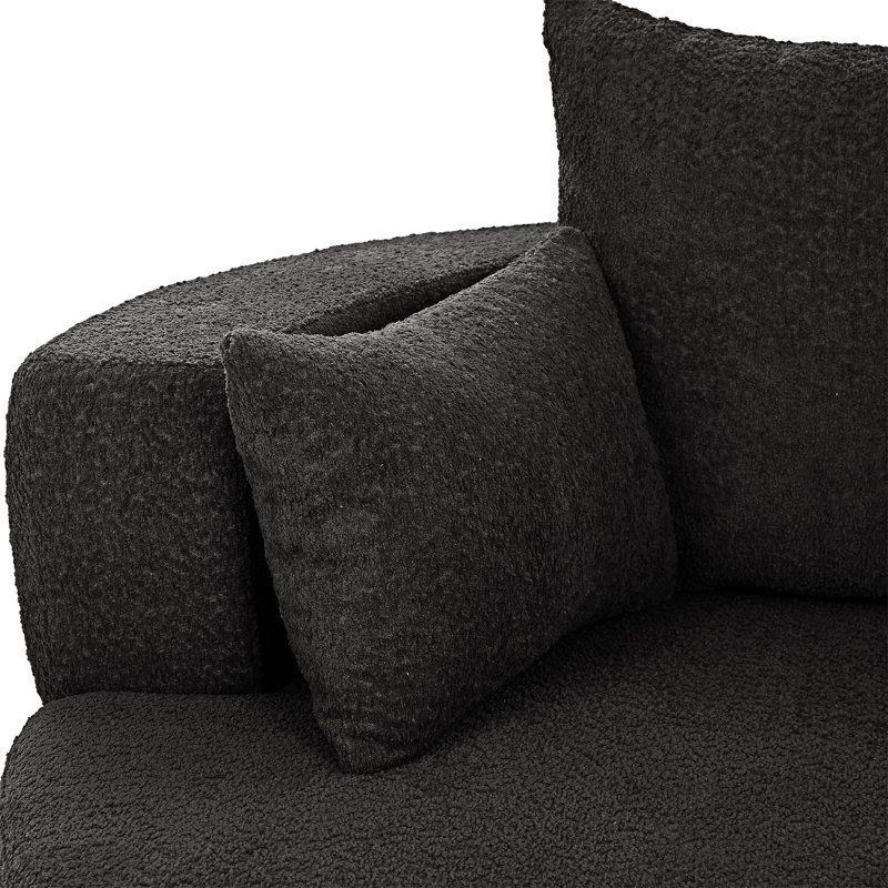 Chaise pivotante ronde avec coussins amovibles, Noir
