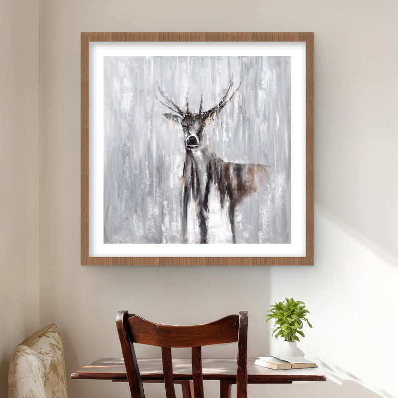 «Abstract Deer in the Forest - Rustic», reproduction encadrée, H 24 po x l 24 po