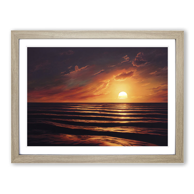 XH1022-8620X Sunset Seascape Vol.2 - Single Picture Frame Print, 25cm H x 34cm W x 2cm D, Oak Framed
