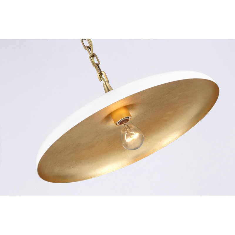 Thomas O'Brien Piatto Pendant, 7" H x 18" W x 18" D, Plaster White, Antique Brass