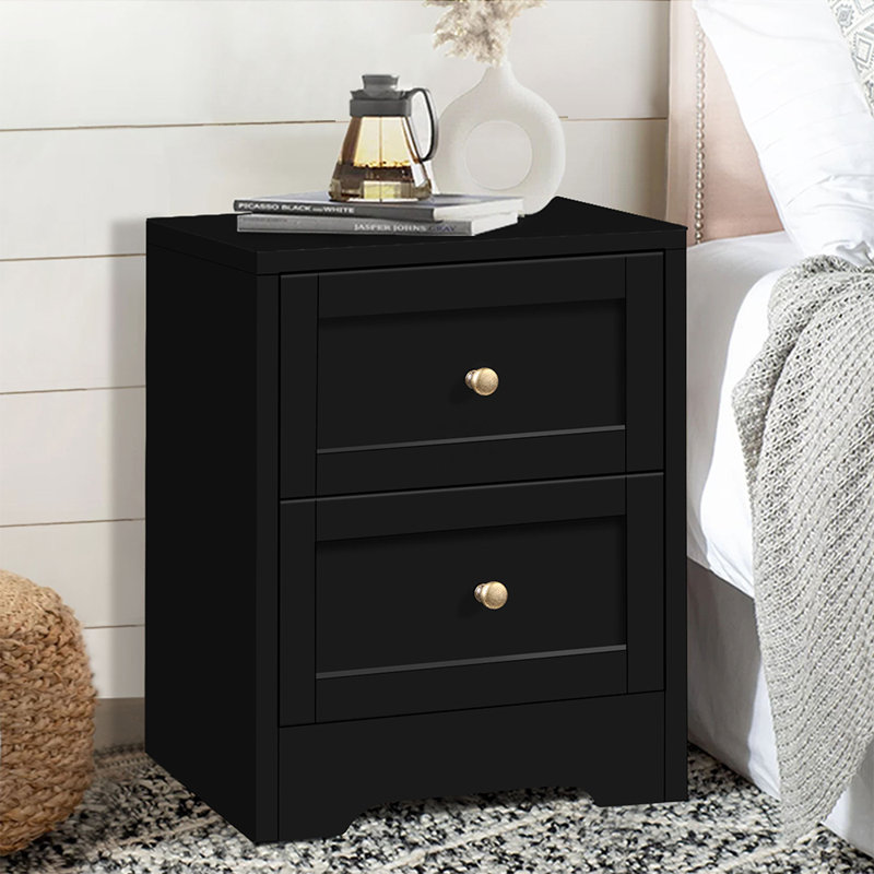 39 cm W Iron Bedside Table, Black