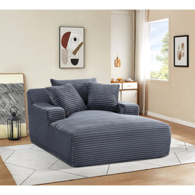 Fauteuil surdimensionné en velours côtelé gris - Canapé confortable avec coussin en mousse, canapé-lit pour le salon et la chambre à coucher, fauteuil à assemblage rapide, chambre à coucher, boîte de rangement facile