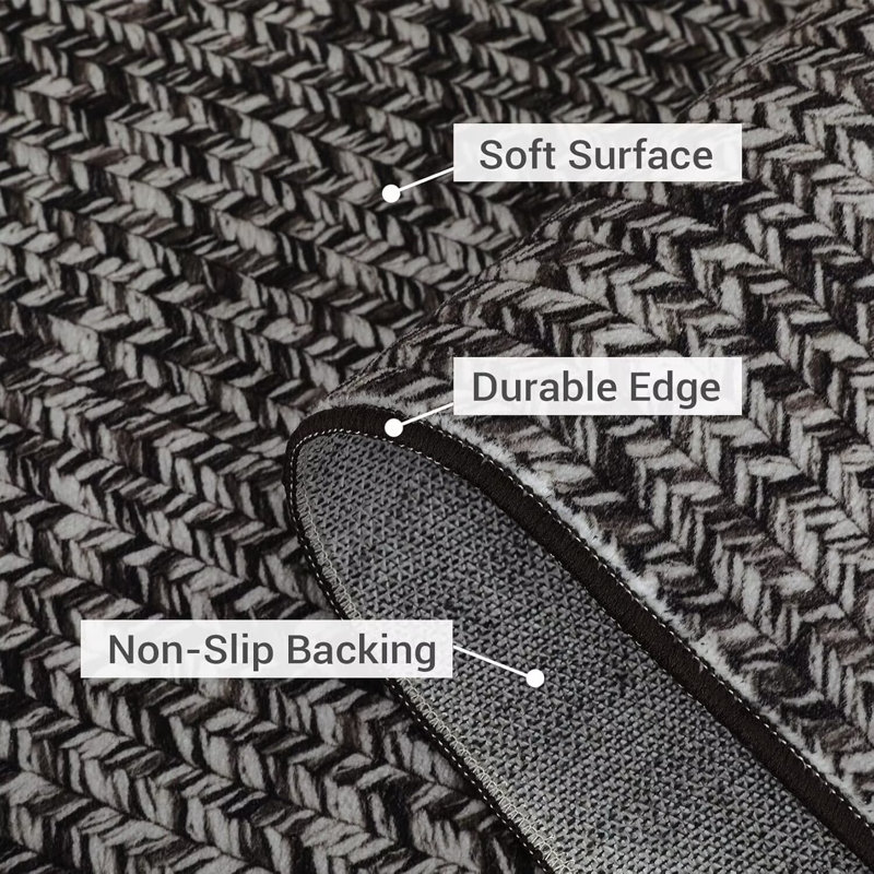 Modern Rugs for Bedroom Imitation Braided Pattern Soft Carpet, Rectangle 8' x 10'