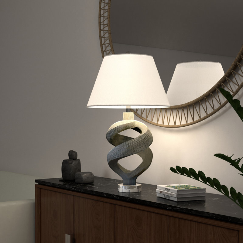 Infinity - Lampe de table en résine 31 po - Finition gris délavé