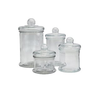 Glass Jars Set of 3 with Porcelain Spoons and Stand