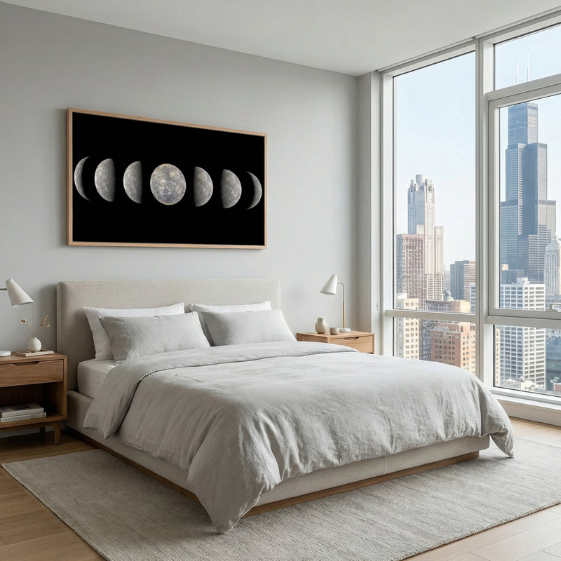 Tableau encadré sur toile représentant les phases de la lune, 122 x 61 cm (48 x 24 pouces), lot de 1, 48 x 24 pouces