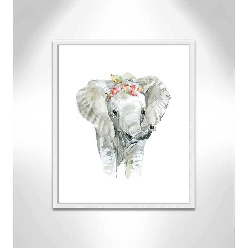 «Savannah Elephant», art encadré, H 24,5 po x l 20,5 po x P 1,18 po, Cadre blanc