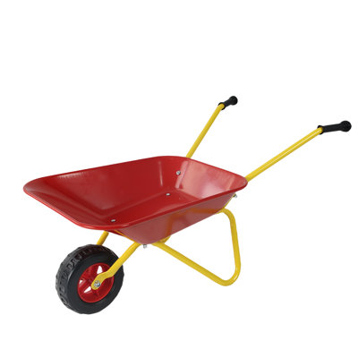 Brouette pour enfants en métal, brouette lourde pour enfants, brouette à structure métallique, plateau en acier, peut être utilisé dans les jardins, feuilles de chargement, terre, sable, etc.