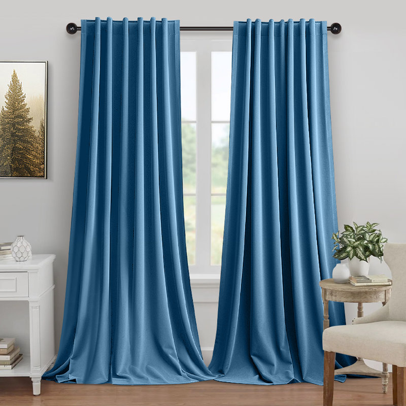 New Premium Velvet Blackout Curtains Thermal Insulated Window Drapes Super Soft Darkening Curtains, 52" W x 120" L, Blue