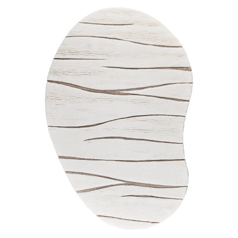 Ivory area rug with brown horizontal lines