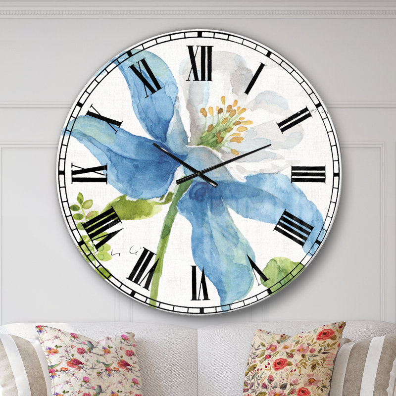 Horloge murale traditionnelle Blue Columbine, Surdimensionné