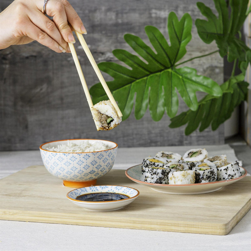 Nicola Spring - Hand-Printed Rice Bowl - Blue
