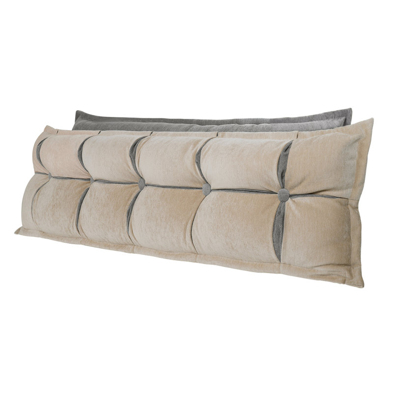 Two-layer Headboard Reading Back Support Pillow Comfortable Backrest Cushion, Beige, 22"H x 76"W