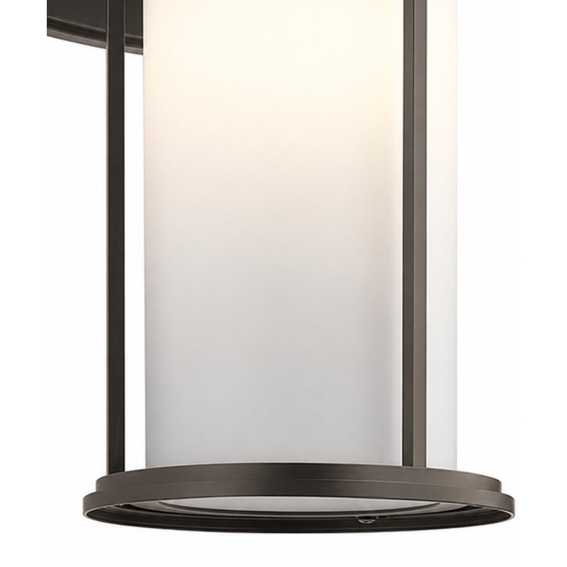 Grande applique murale d'extérieur 1 lumière h 20 "à finition noire avec abat-jour en verre opale satiné gravé Toman