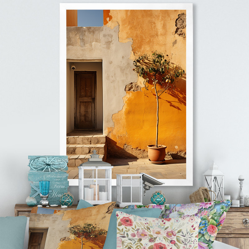 Italie, paysage d'imitation I sur toile, Cadre simple blanc, H 20 po x l 12 po x P 1 po