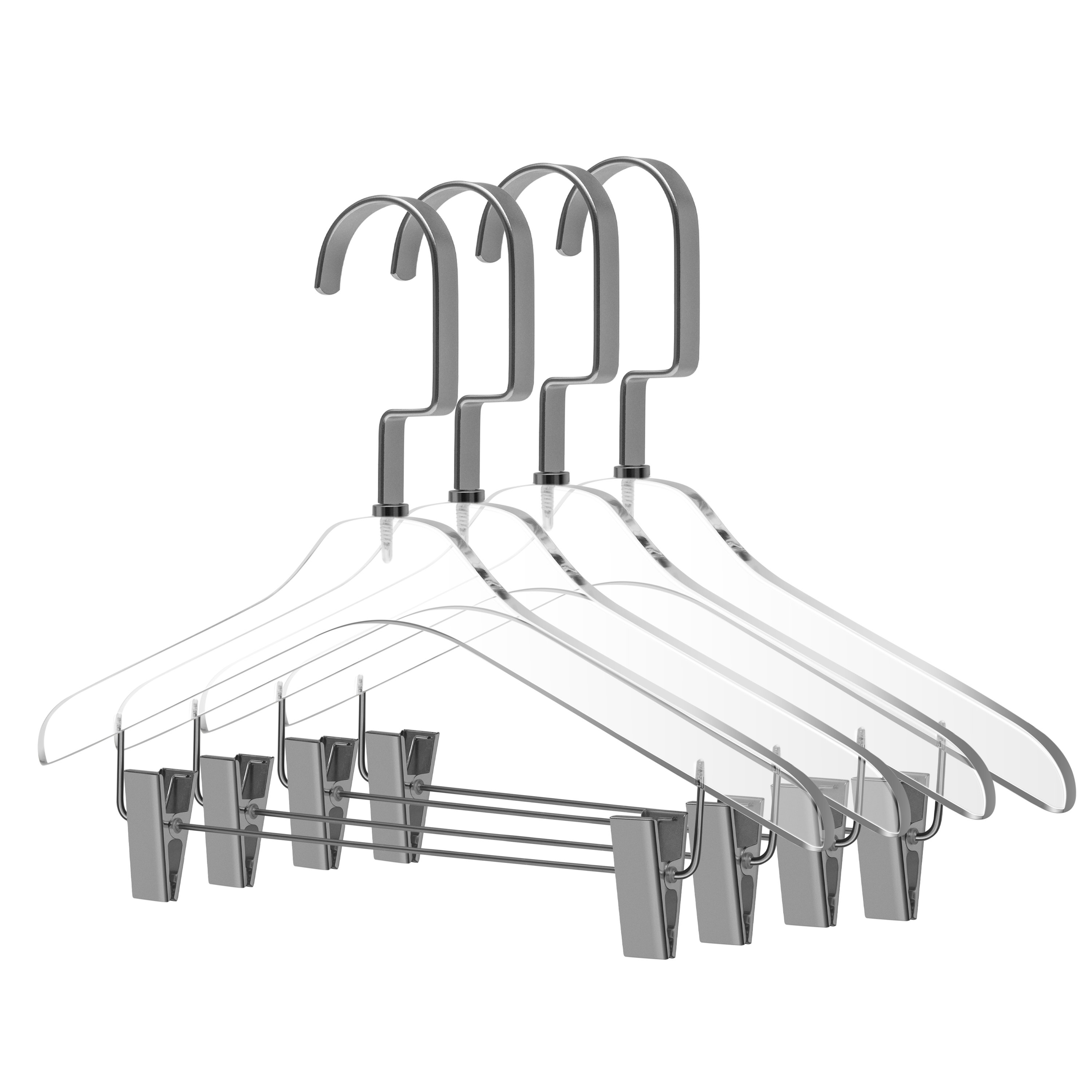 Quality Hangers Silver Aluminum Metal Coat Hangers Heavy Duty Suit Hangers  10 Pack (Adult Size Coat Hanger)