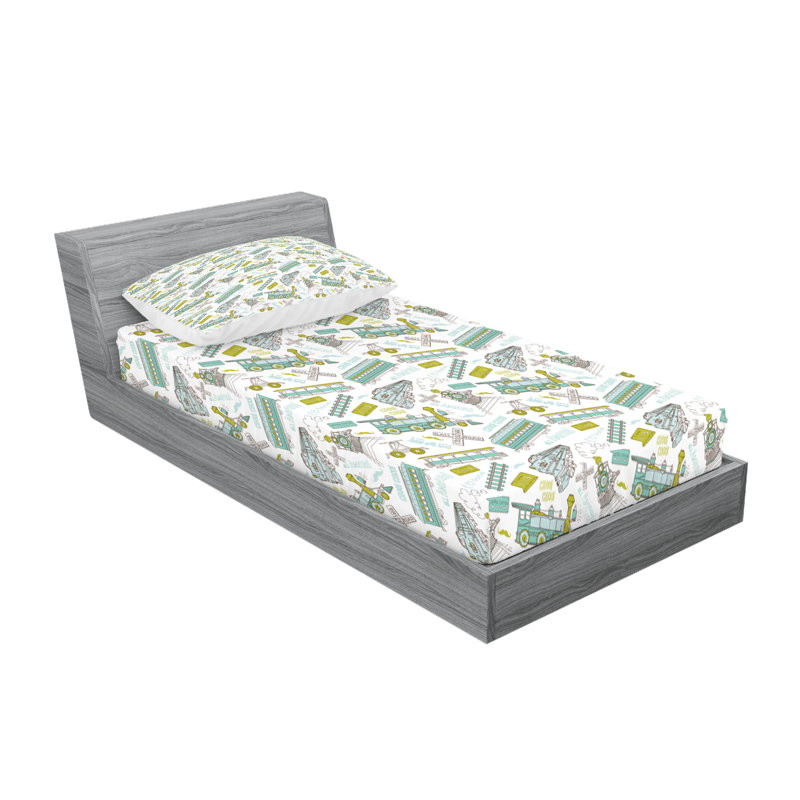 Drap-housse et coussin décoratif pour machine à vapeur Ambesonne, turquoise vert pomme