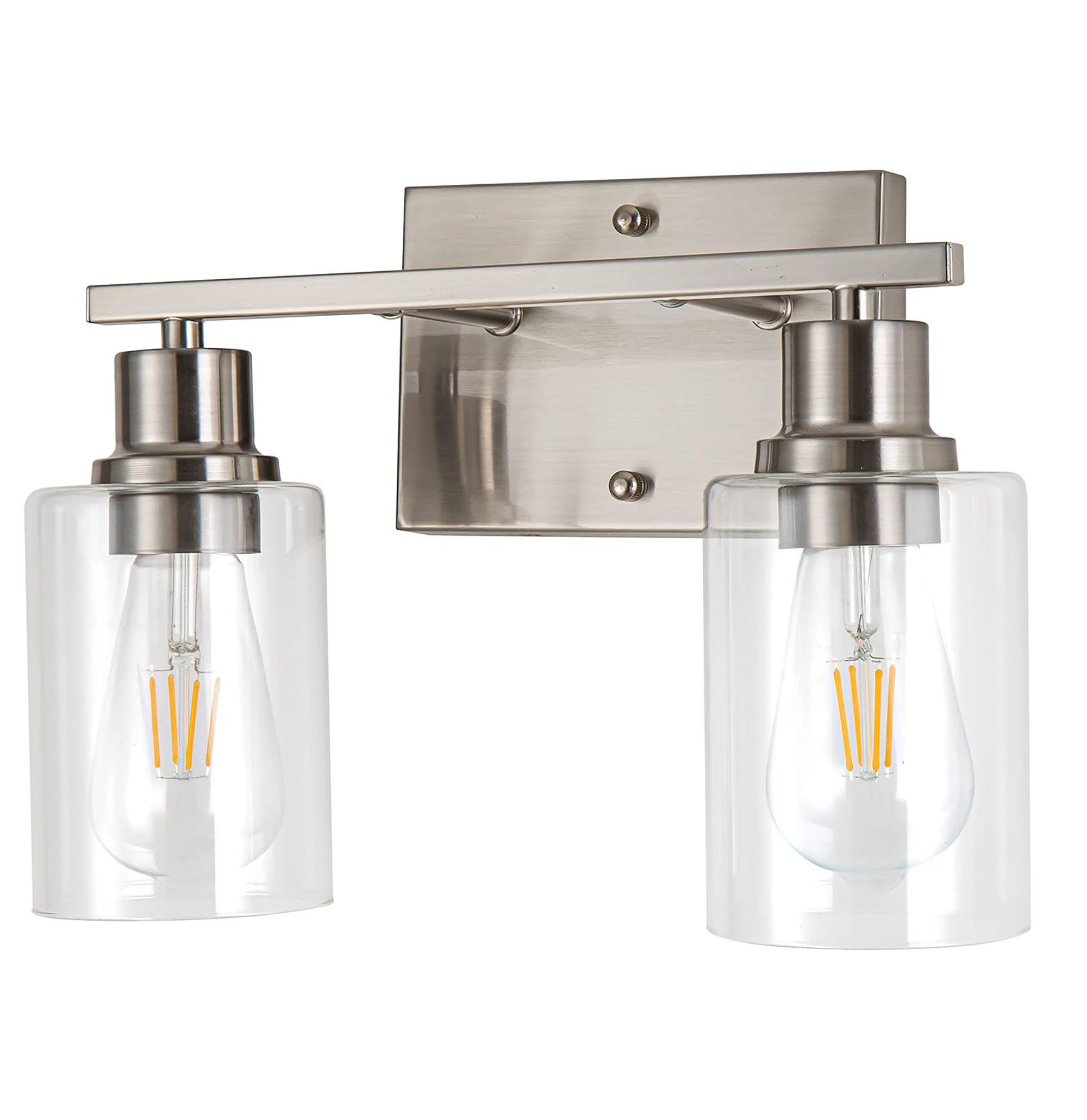 Brayden Studio® 2-Light Bathroom Light Fixtures, Brushed Nickel Vanity ...