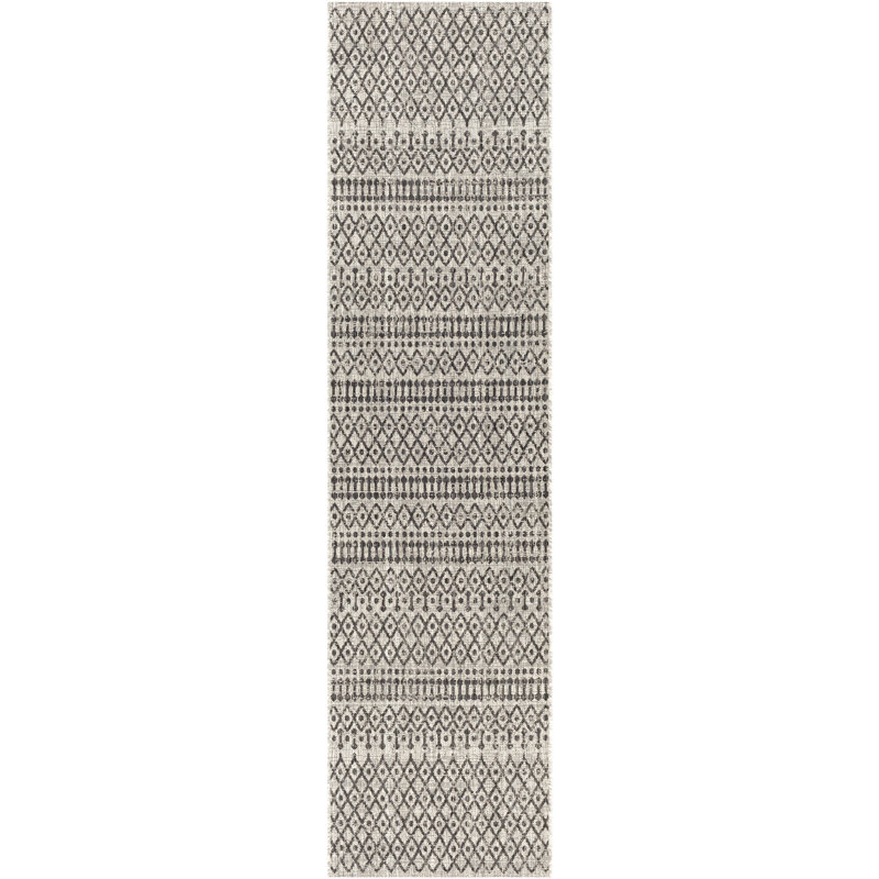 Tapis intérieur / extérieur kaki / gris anthracite Hongming Southwestern, Tapis de couloir 2 pi 6 po x 10 pi