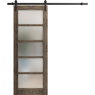 Porte de grange en bois lambrissé sans trousse de quincaillerie d’installation