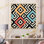 Geometric Meandering Squares, Blue Red, Orange I - Print on Canvas