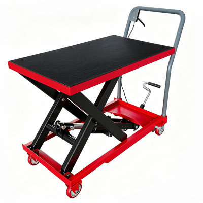 300lbs/ 500 lbs Hydraulic Scissor Lift Table with Adjustable Height up to 28.5", Rust-Resistant Steel Platform with Locking Wheels