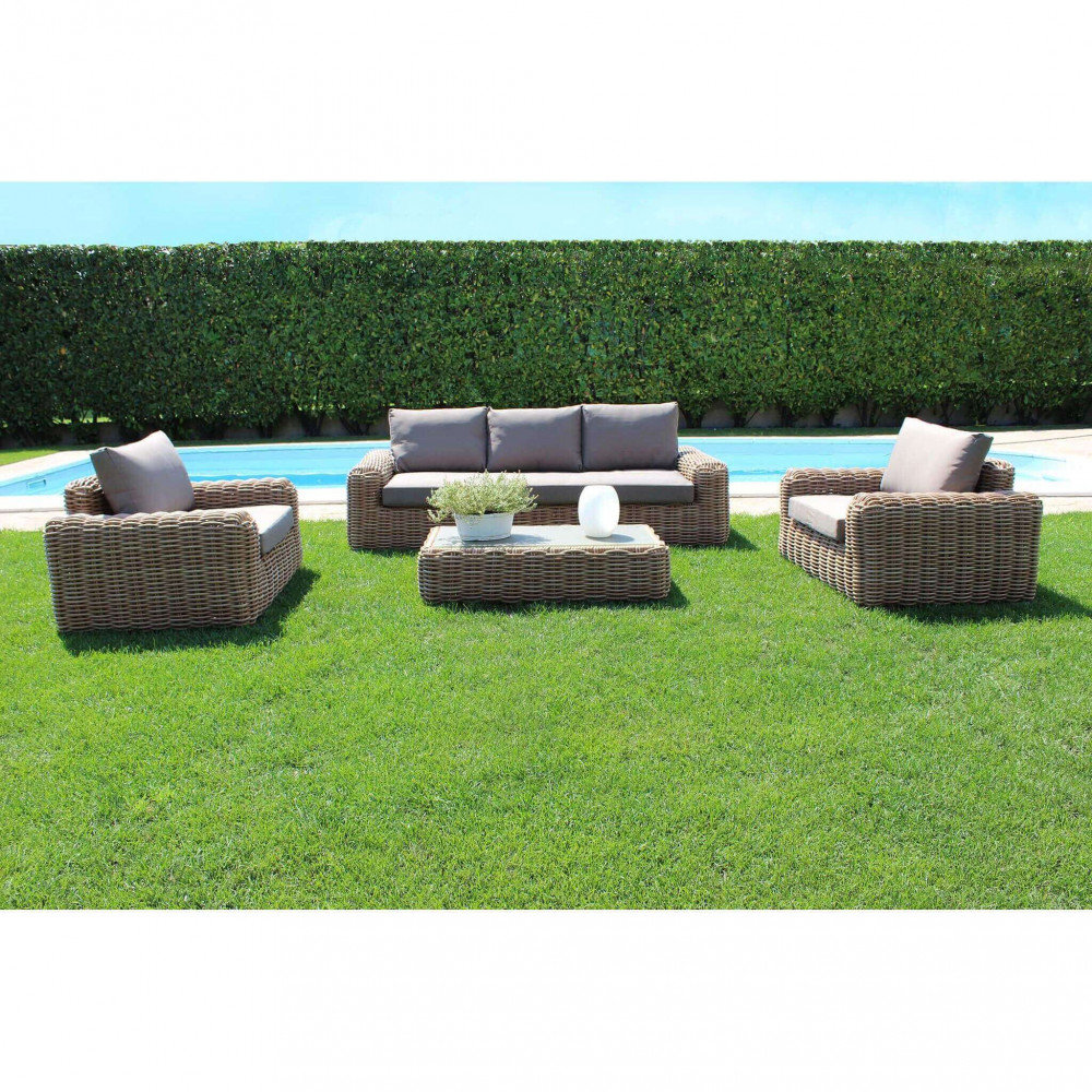 5-Sitzer Lounge-Set Lagreera aus Rattan mit Polster