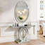 Console, miroir en forme d'olive, diamant concassé pour le couloir - argent