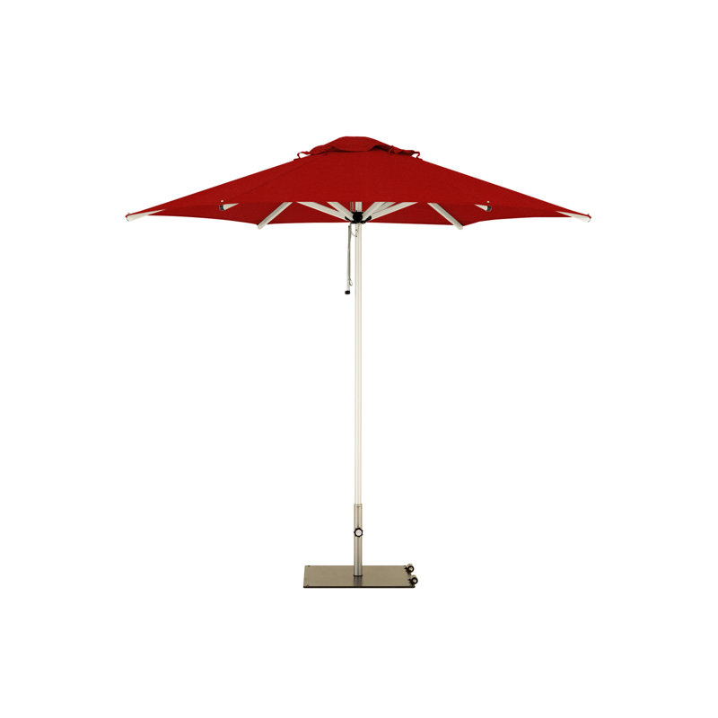 Mistral Round Market Umbrella, Square Metal with wheels+2" Stainless Steel Tube, 8'10", Tuscany