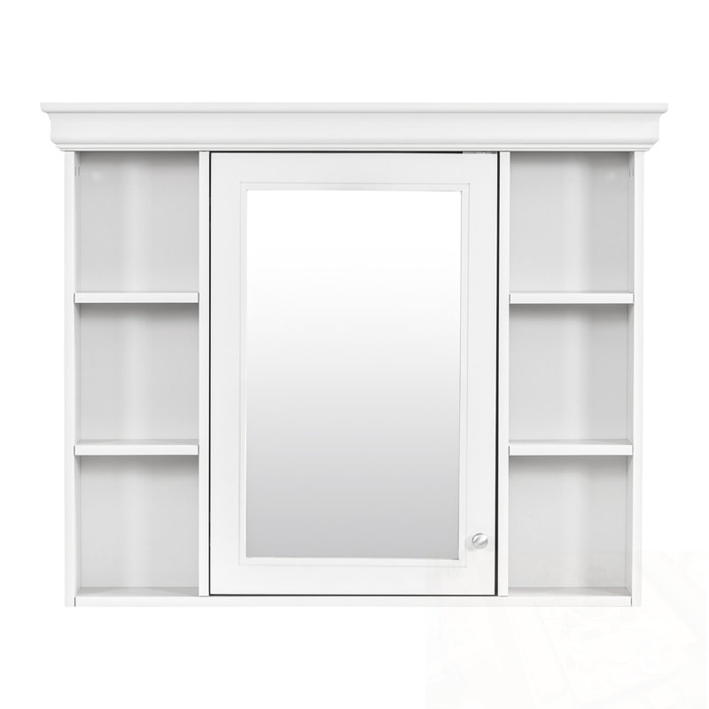 Meuble mural Tiltonsville avec porte miroir et tablettes ouvertes, White