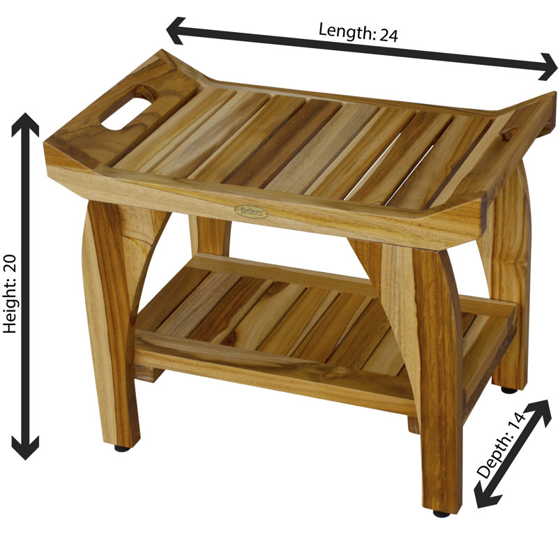 Tranquility by EcoDecors, Teak Shower Bench, Teak Bench Shower, Teak Shower Bench for Inside Shower, Teakwood Shower Bench