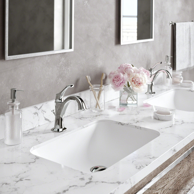 Kraus Arlo Single Hole 1-Handle WaterSense Bathroom Sink Faucet with Drain and Deck Plate, Chrome