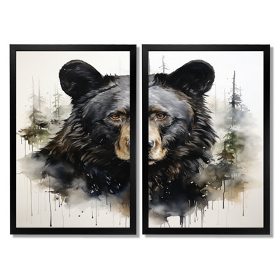 «Bear Wild Majesty», reproduction d'art sur toile encadrée, animaux noirs, ensemble de 2