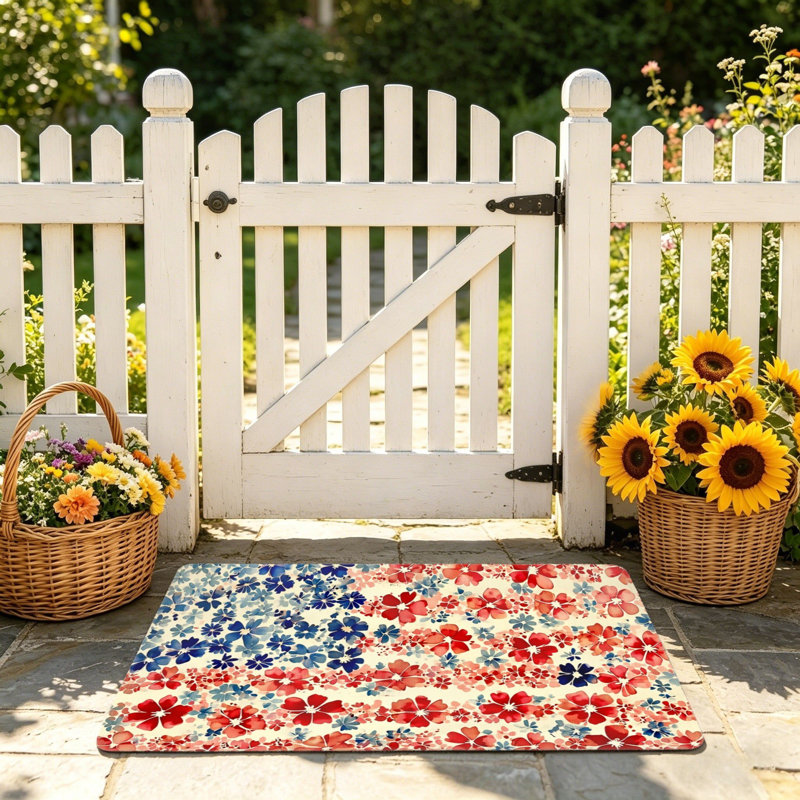 Multicolore tapis rouge rouge et bleu pour porte d'entrée, 24 po x 36 po
