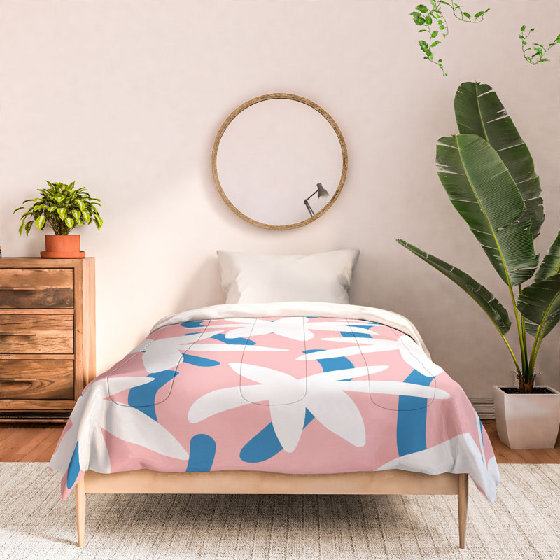 Édredon en coton rose / bleu standard, Édredon simple