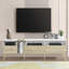 Console télé, télévision moderne avec 3 tiroirs et tablettes ouvertes, console média