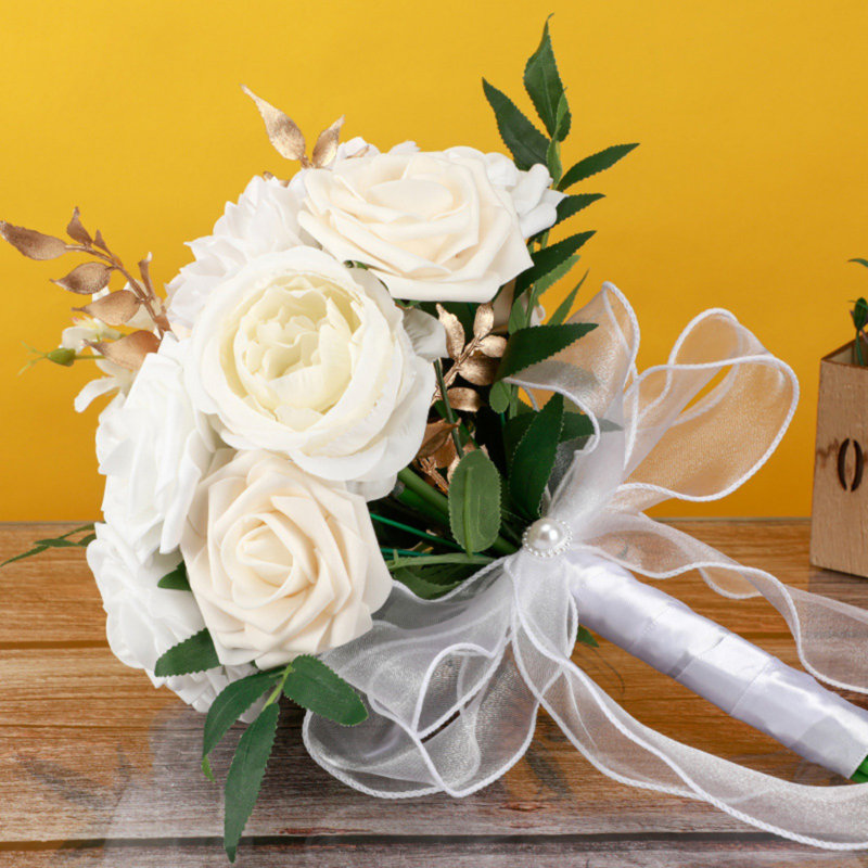 Bouquets de mariage romantiques en soie artificielle pour la mariée, Vert
