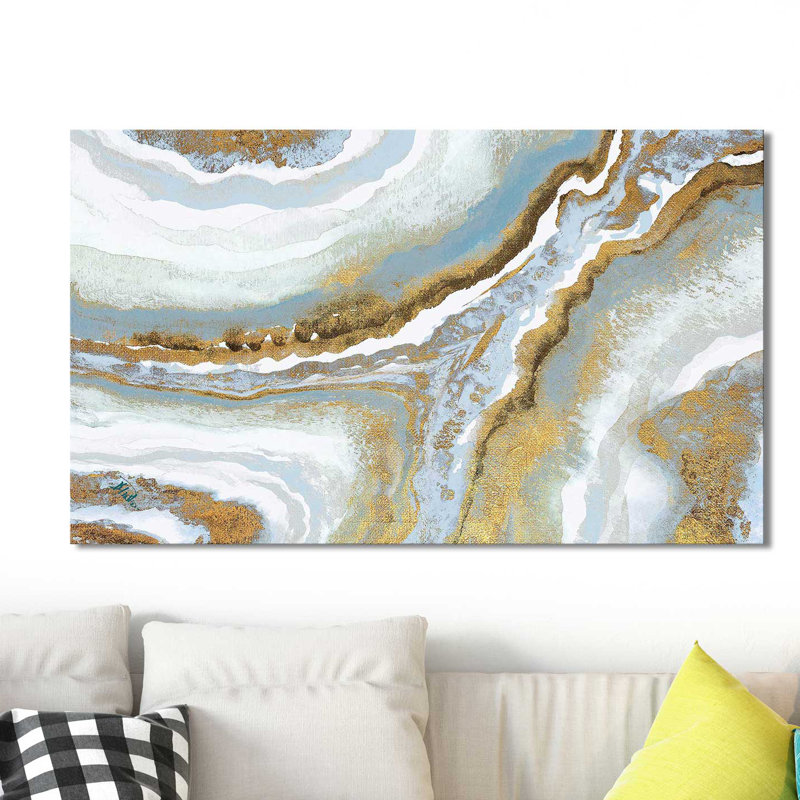 Agate bleue - reproduction d'art sur toile tendue, H 36 po x l 60 po x P 1,5 po