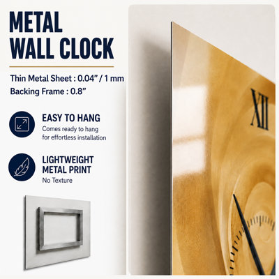 Sabi Stone Layers II - Minimalist Decorative Wall Clock, Printed on Metal