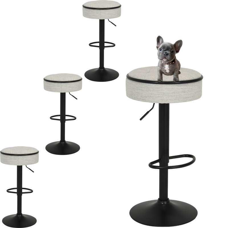 Tabouret de bar rond en lin réglable sans accoudoirs (ensemble de 4), Île Seymour Nord, Galapagos