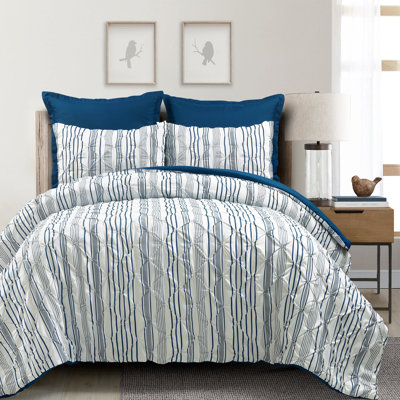 Blue and White Striped Duvet Cover Set