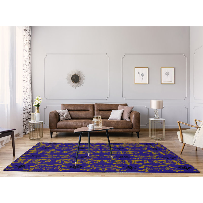 Tapis mauve / jaune Damask, Rectangle 9 pi x 12 pi