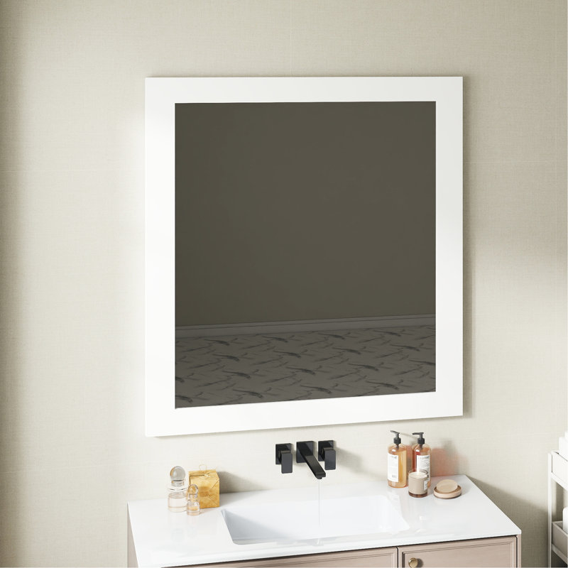 Miroir de salle de bain 32 pouces carré, finition mate élégante et image