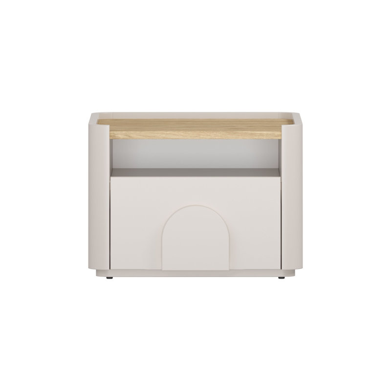 Sadeen 50cm W Manufactured Wood Bedside Table, Beige/Oak